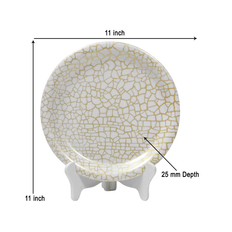 Ariya Melamine 11"Inch Dinner Plate | Off White-Golden | Pack of 4