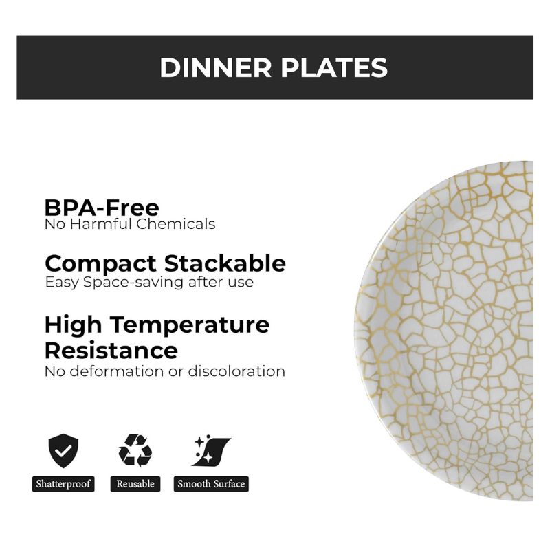 Ariya Melamine 11"Inch Dinner Plate | Off White-Golden | Pack of 4