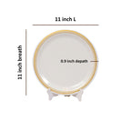 Ariya Melamine 11"Inch Dinner Plate | White Golden Border | Pack of 4