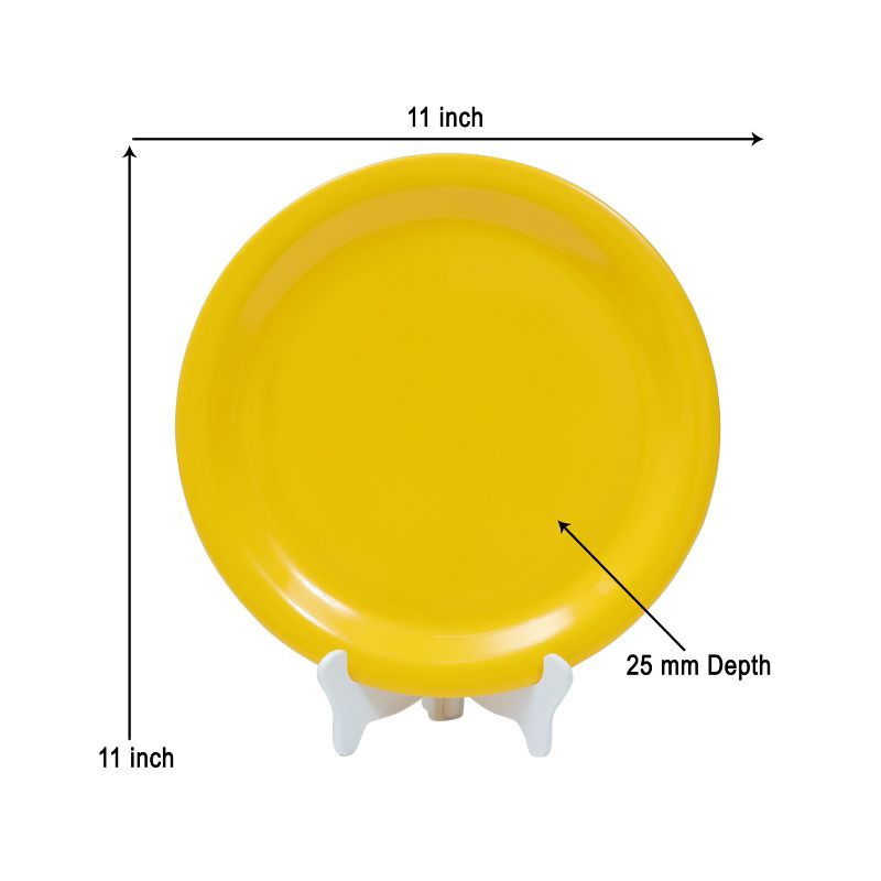 Ariya Melamine 11" Inch Dinner Plate | Yellow | Microwave & Dishwasher Safe | Pack of 6