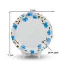 Ariya Melamine 11"Inch Dinner Plate | White Blue Flower Border | Pack of 4