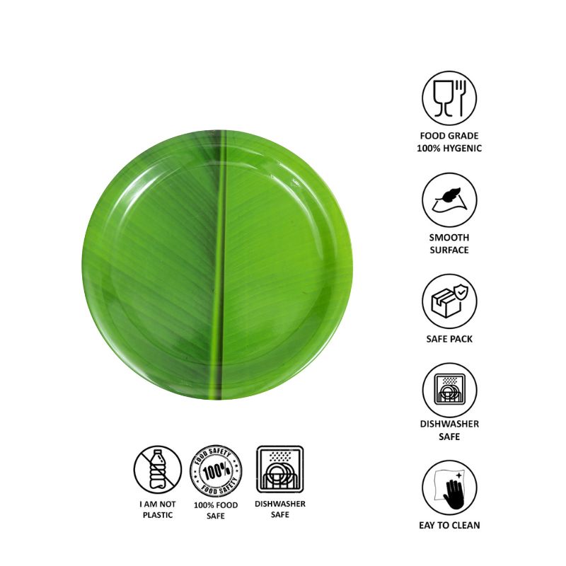 Ariya Melamine 11 Inch Green Serving Plate Set of 4