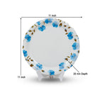 Ariya Melamine 11"Inch Dinner Plate | White Blue Flower Border | Pack of 6