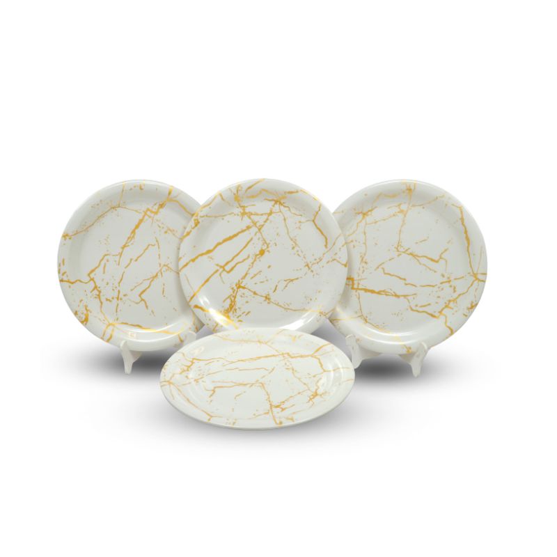 Ariya Melamine 11"Inch Dinner Plate | Off White-Golden | Pack of 4