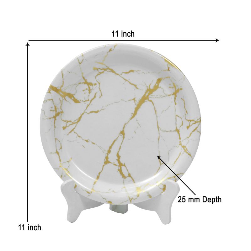 Ariya Melamine 11"Inch Dinner Plate | Off White-Golden | Pack of 4
