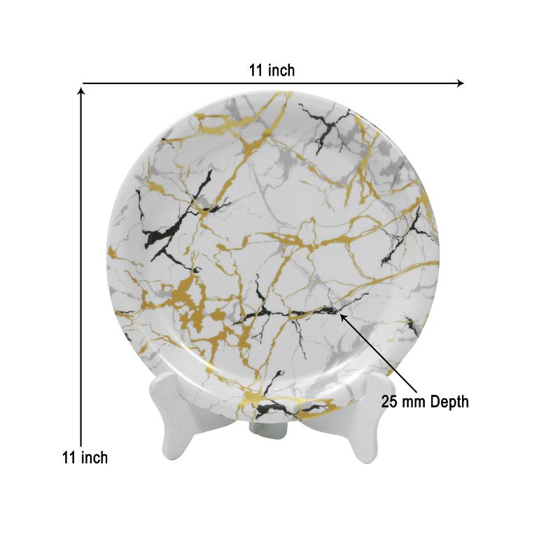 Ariya Melamine 11"Inch Dinner Plate | Cream-Black-Gold | Pack of 4