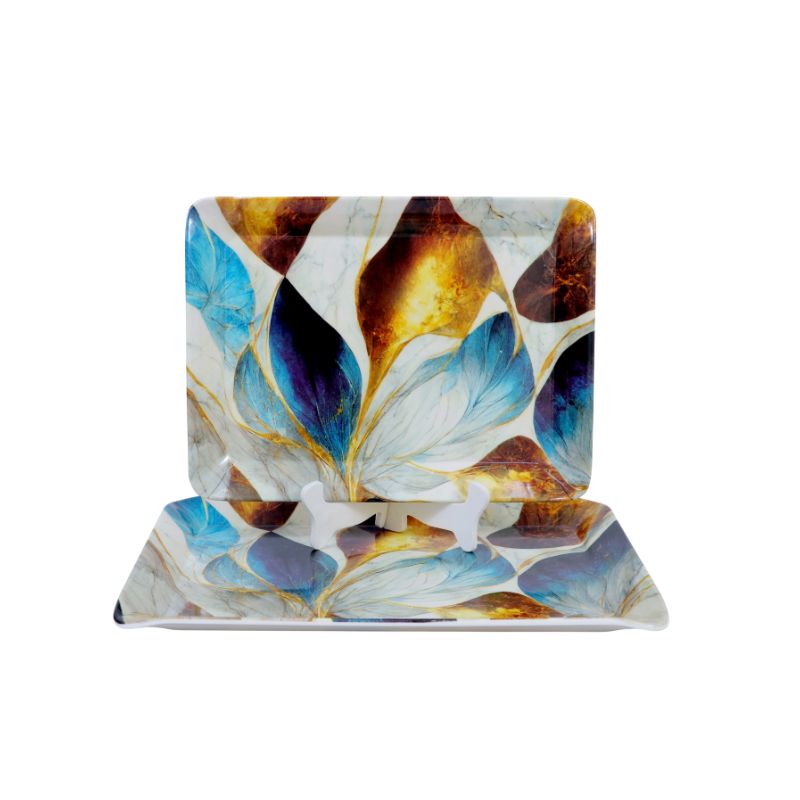 Ariya Melamine Rectangle Tray Pack of 2 Multicolor