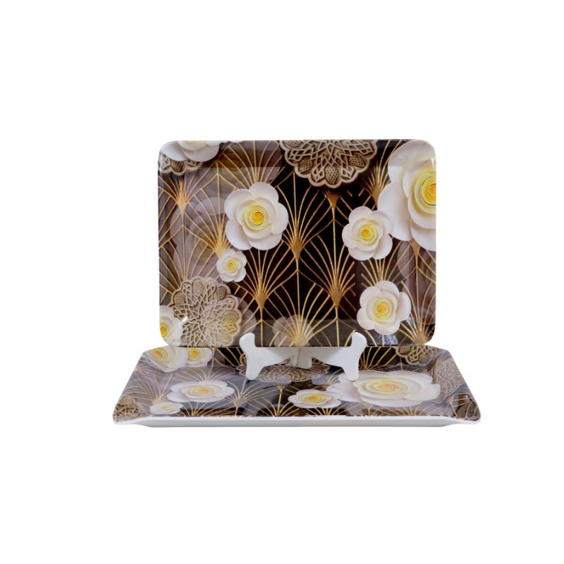 Ariya Serving Tray Set of 2 Multicolor Melamine