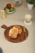 Ariya 10 x 10 Inch Acacia Wooden Round Serving Tray with Handle
