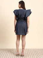 Luna Polka Dot Denim Dress (Navy Blue)