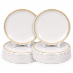 Ariya Melamine Dinner Plates 11 Inch Set of 24 | Royal Double Stripe