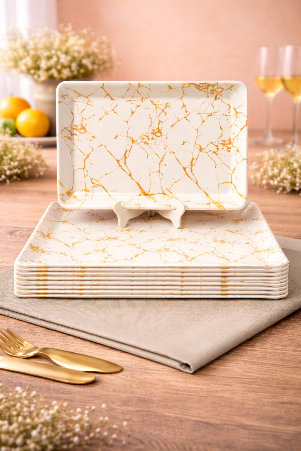 Ariya Melamine Serving Tray Set of 6 – Golden Mirage | 605