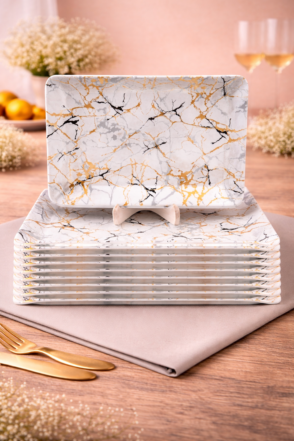 Ariya Melamine Serving Tray Set of 12 – Midnight Mirage | 605