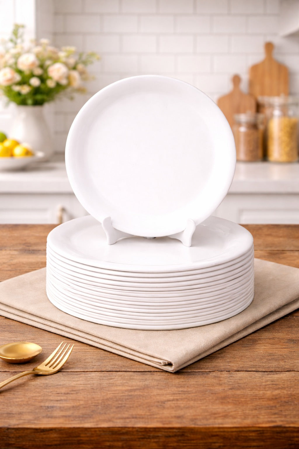 Ariya Melamine Dinner Plates 11 Inch Set of 12 | White