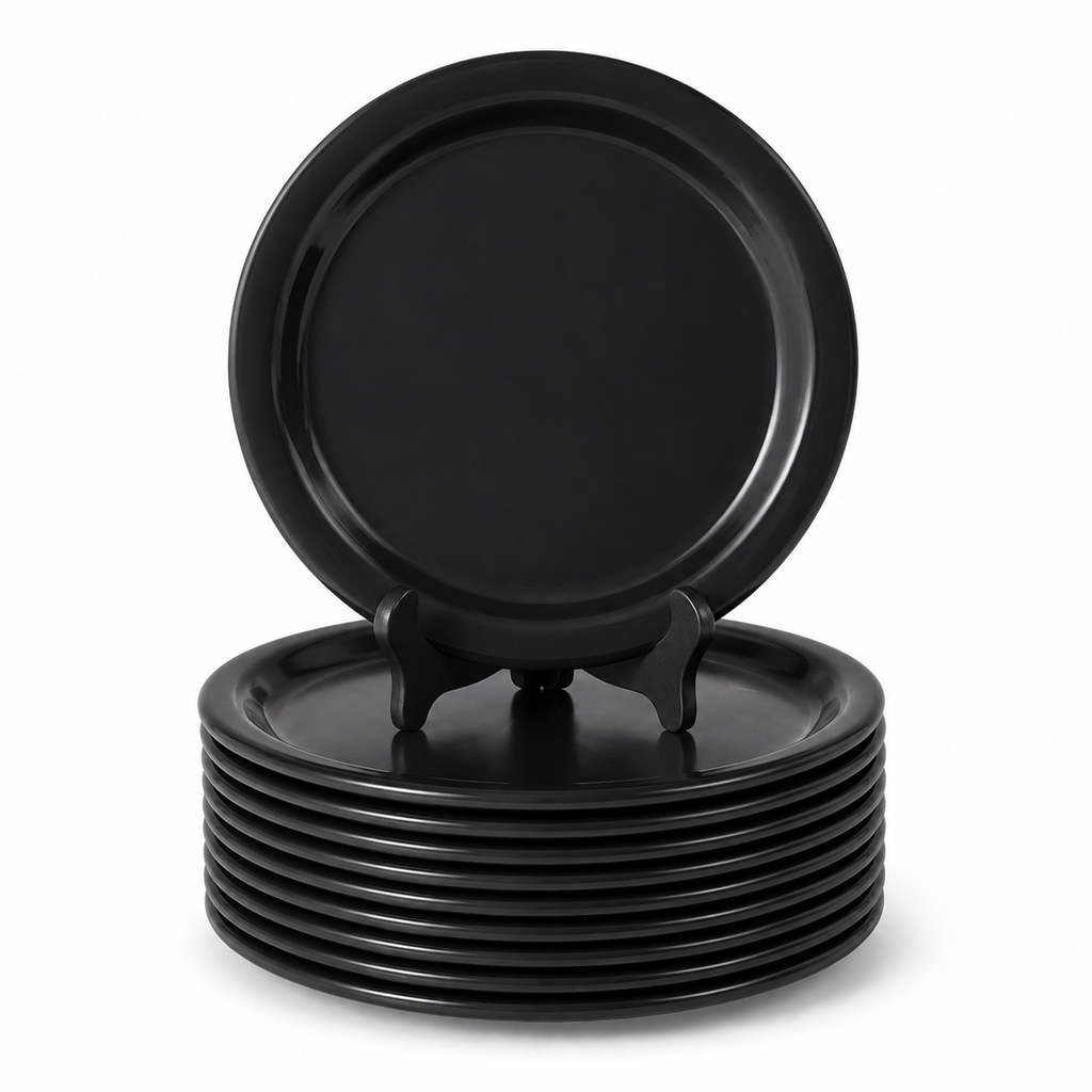 Ariya Melamine Dinner Plates 13 Inch Set of 12 | Midnight Mirage