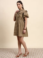 Elara Ruffle Dress (Mocha Brown)