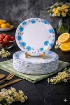 Ariya Melamine Dinner Plates 11 Inch Set of 12 | Blue Petal