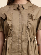 Elara Ruffle Dress (Mocha Brown)