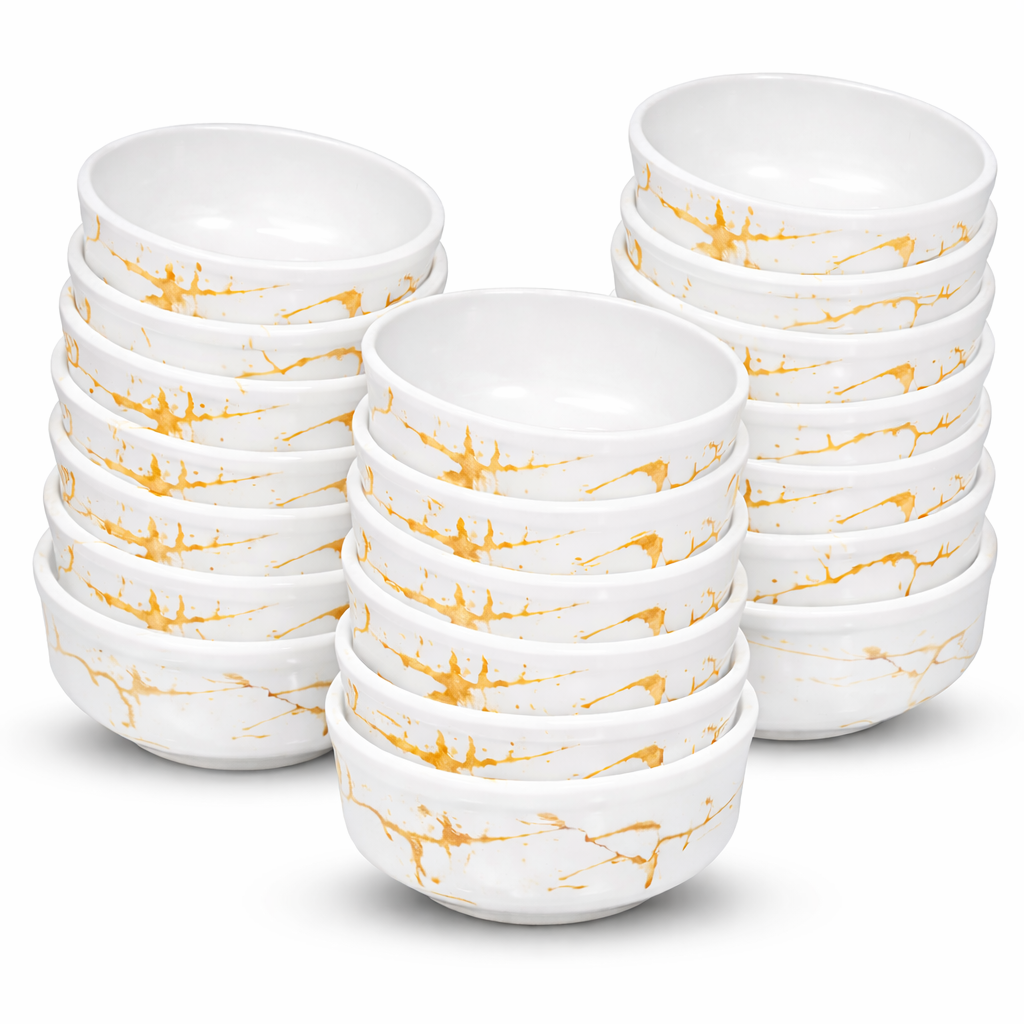 Ariya 4.5" Melamine Soup Bowls Set of 24 | White Gold Black, 350ml | 608