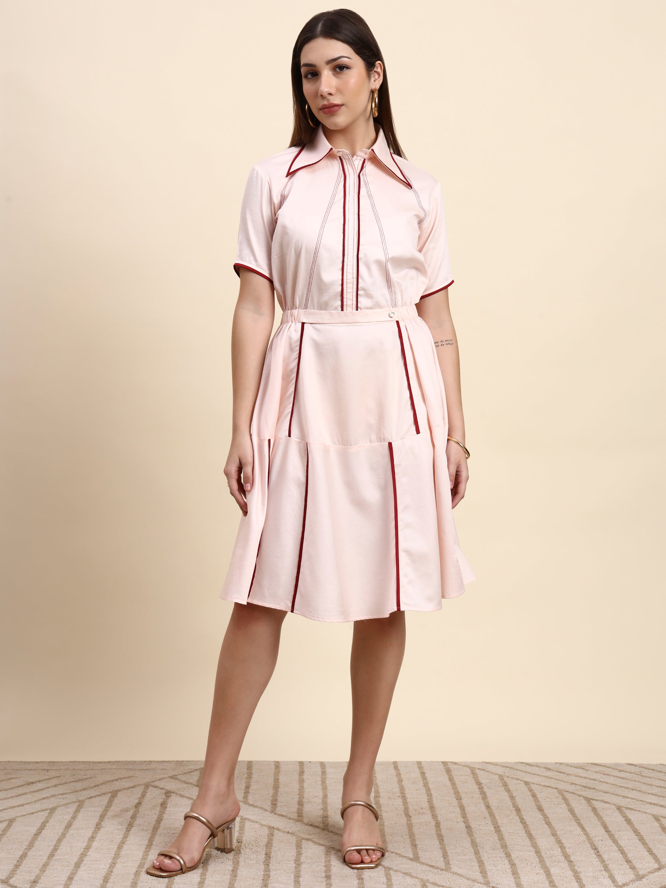Rosé Line Midi Dress (Blush Pink)