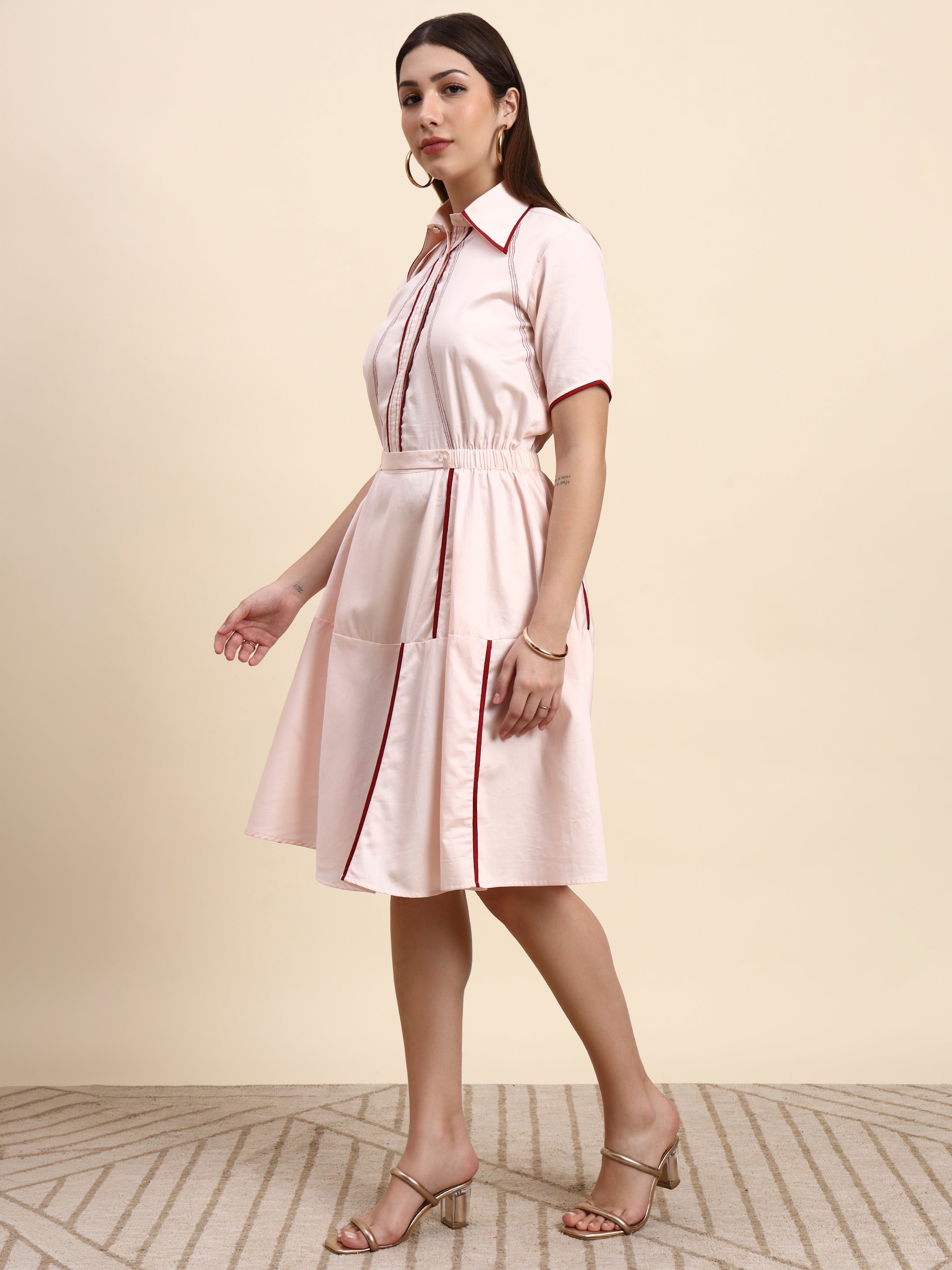 Rosé Line Midi Dress (Blush Pink)