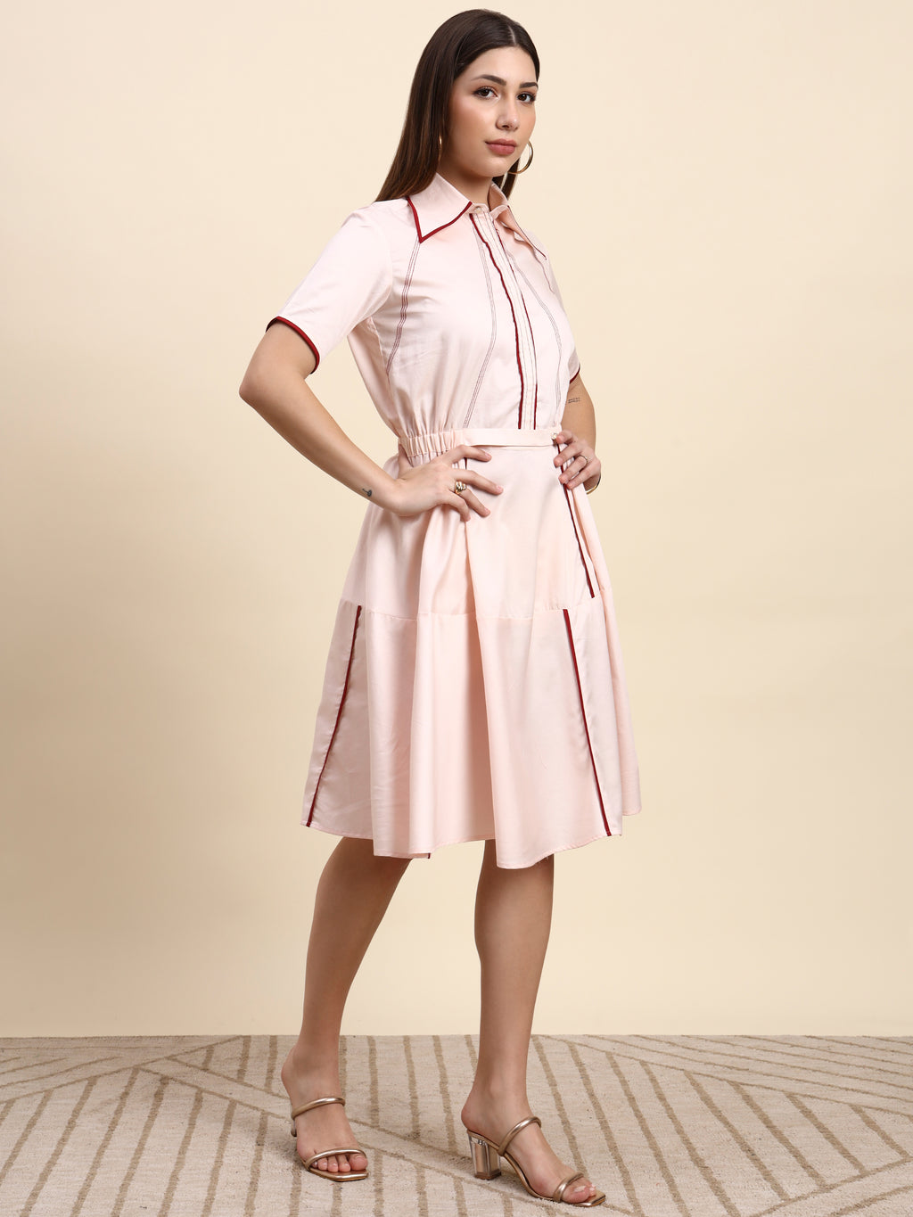 Rosé Line Midi Dress (Blush Pink)