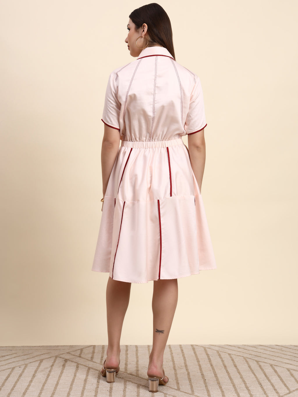 Rosé Line Midi Dress (Blush Pink)