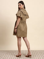 Elara Ruffle Dress (Mocha Brown)