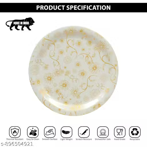 Ariya Melamine Dinner Plates 11 Inch Set of 12 | Classic Gold Flower