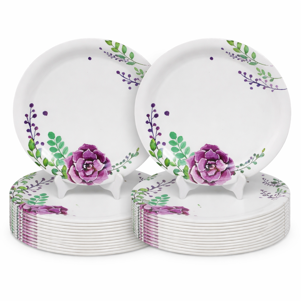 Ariya Melamine Dinner Plates 11 Inch Set of 24 | Rose Bloom