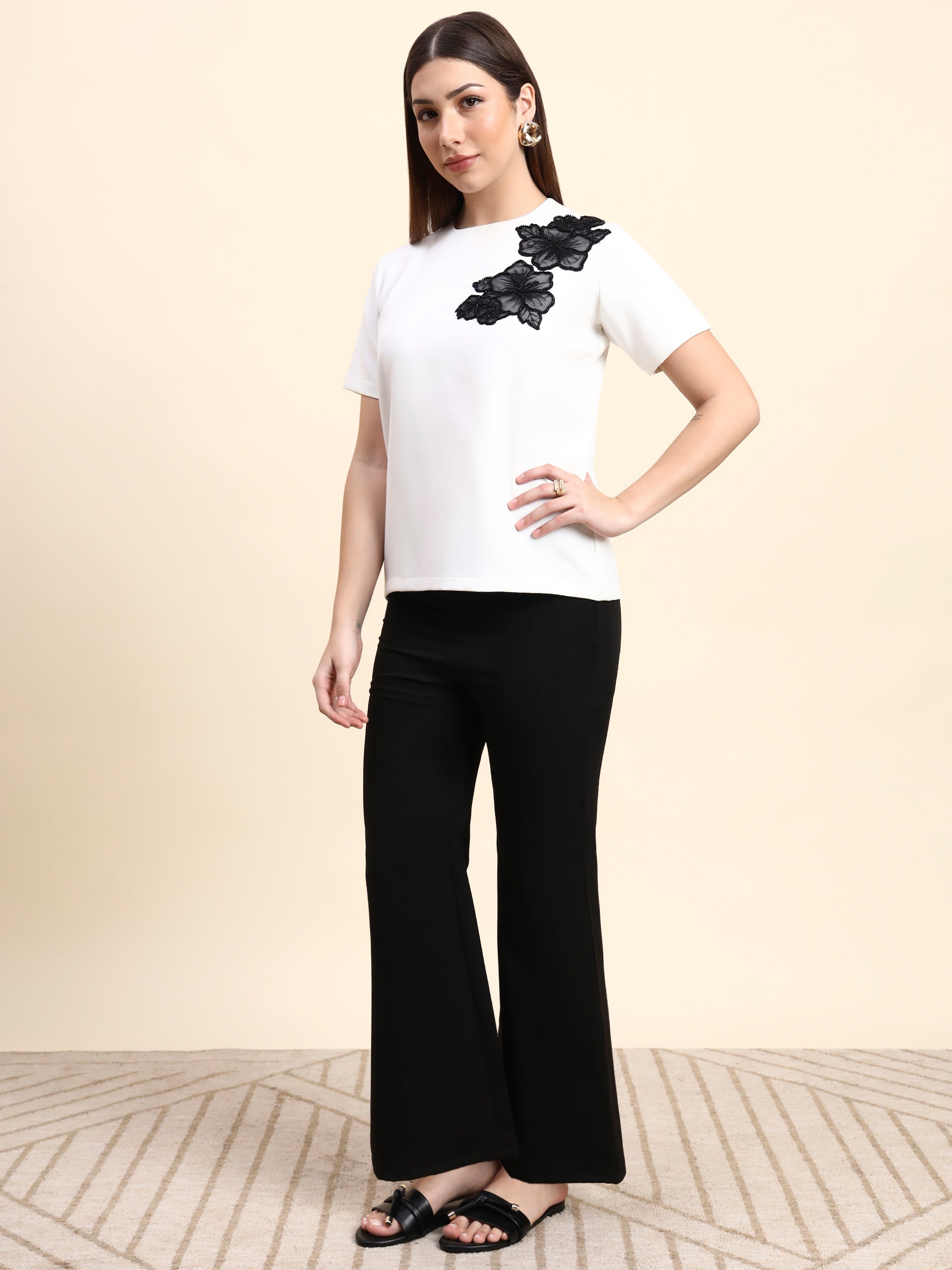 Monochrome Bloom Co-ord Set (White & Black)