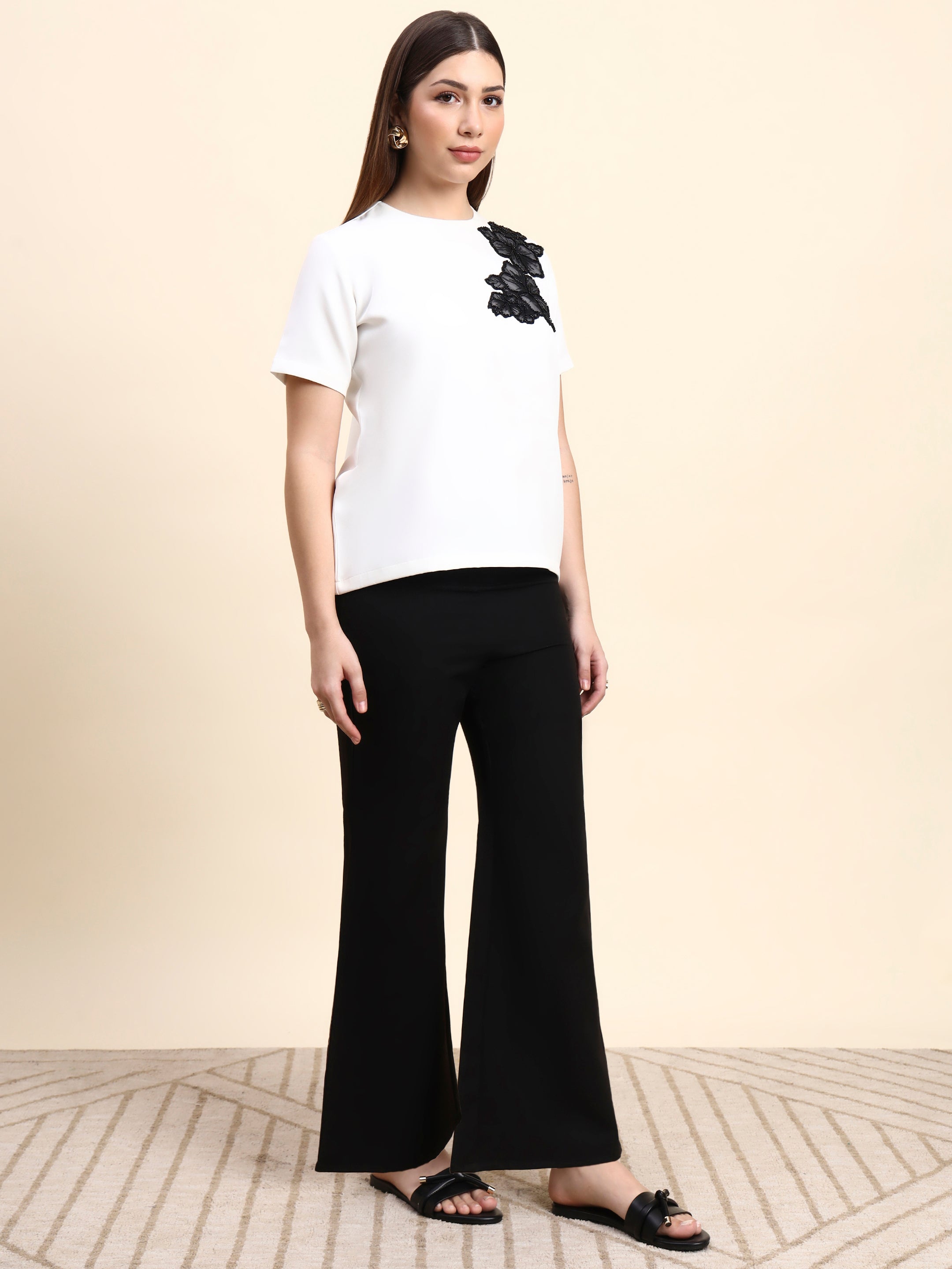 Monochrome Bloom Co-ord Set (White & Black)