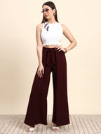Eclipse Wine Wide-Leg Co-ord Set (White & Wine)