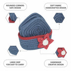 Cotton Coasters Set of 6 - Blue Red Line With Red Flower