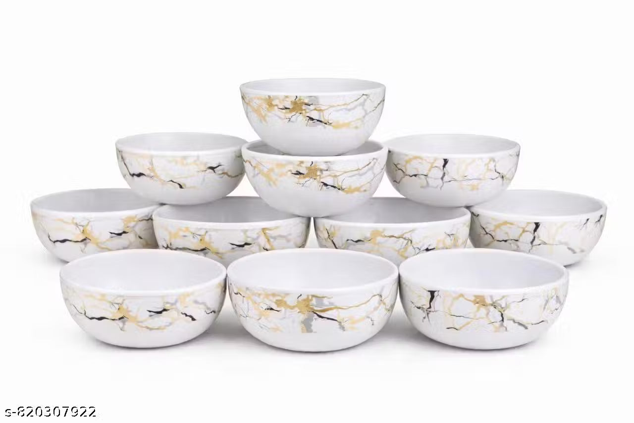 Ariya 4.5" Melamine Soup Bowls Set of 12 | White Gold Black, 350ml | 608