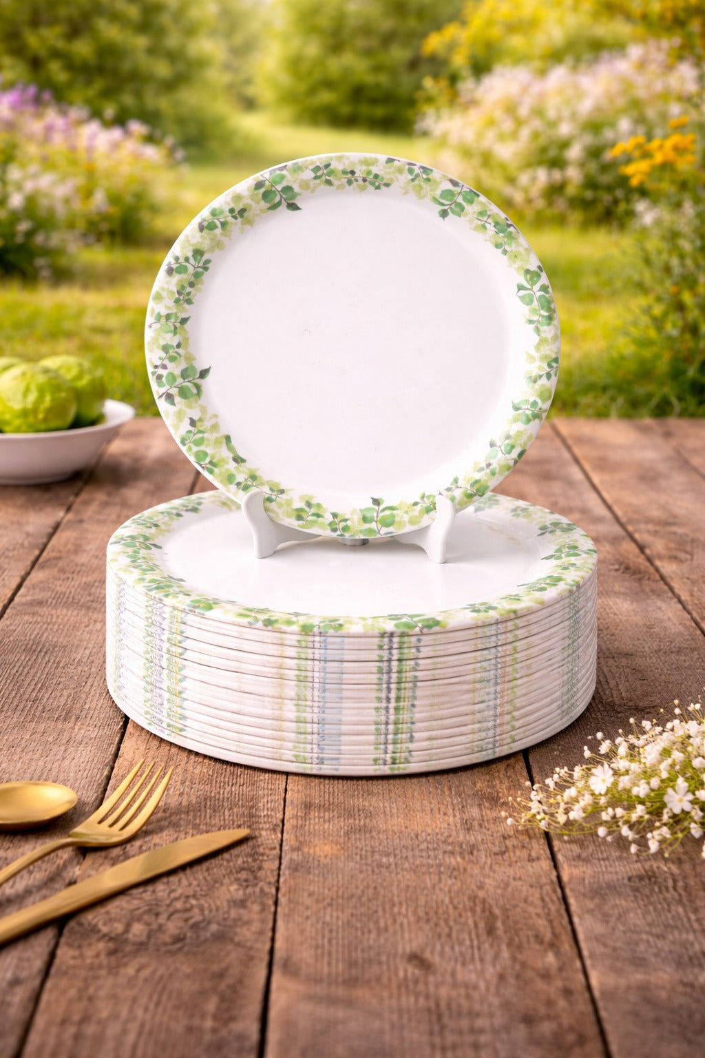 Ariya Melamine Dinner Plates 11 Inch Set of 12 | Botanic Edge