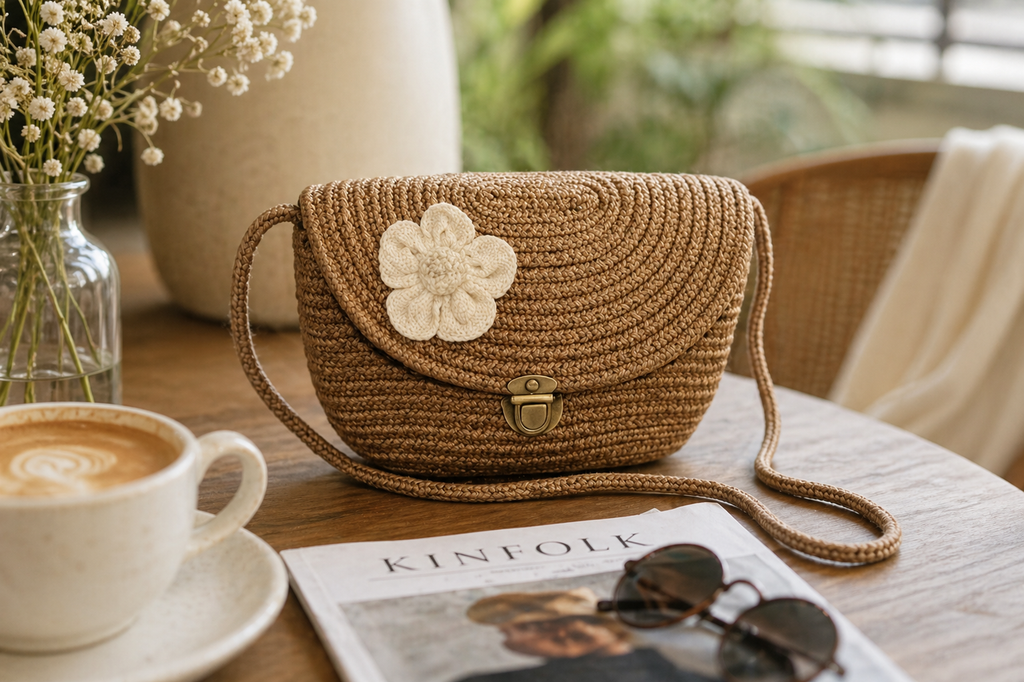 Ariya Compact Cotton Handbag – Stylish Everyday Purse for Women | Golden
