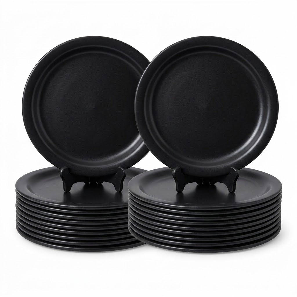 Ariya Melamine Dinner Plates 13 Inch Set of 24 | Midnight Mirage