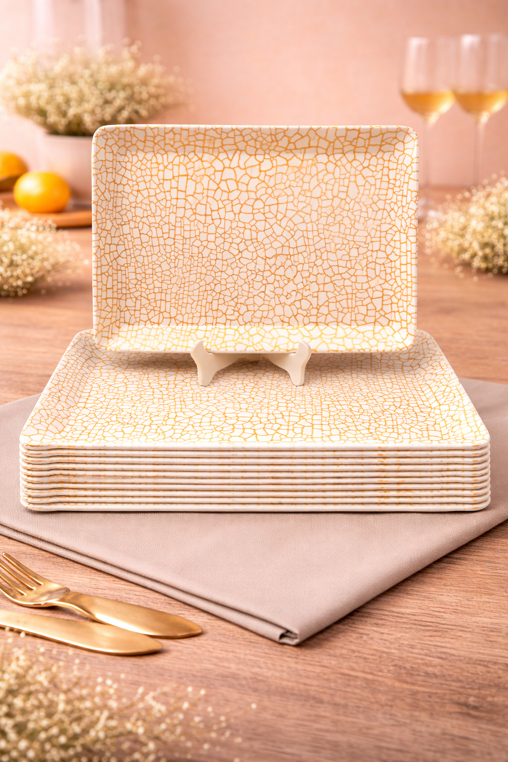 Ariya Melamine Serving Tray Set of 12 – Golden Mosaic | 604