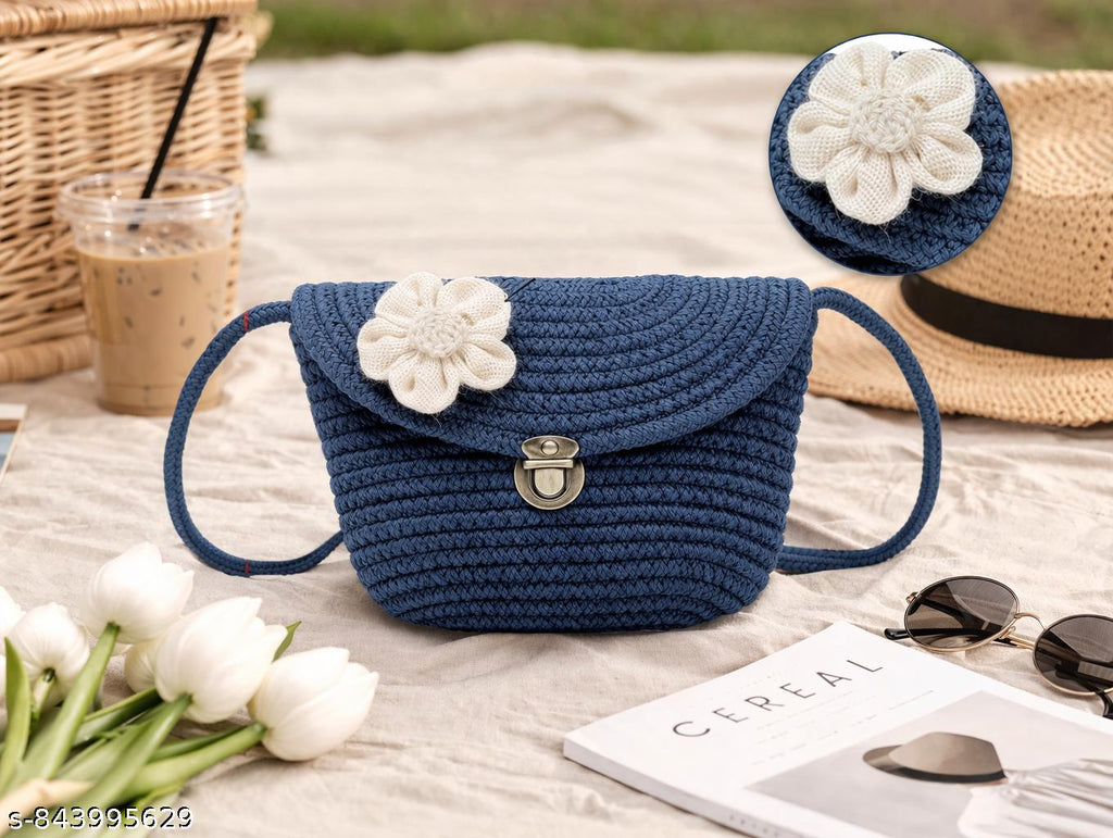 Ariya Compact Cotton Handbag – Stylish Everyday Purse for Women | Blue