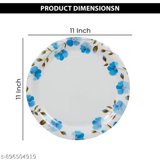 Ariya Melamine Dinner Plates 11 Inch Set of 24 |  Blue Petal