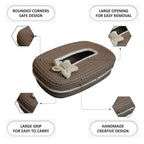 Ariya Tissue Box Cover Beige White Line with Flower Design Elegant Home & Car Use
