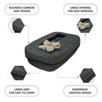 Ariya Grey Black Line Tissue Box With White Flower | Elegant Durable Holder