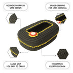 Ariya Dark Grey Yellow Lace Tissue Box With Yellow Flower | Elegant Durable Holder