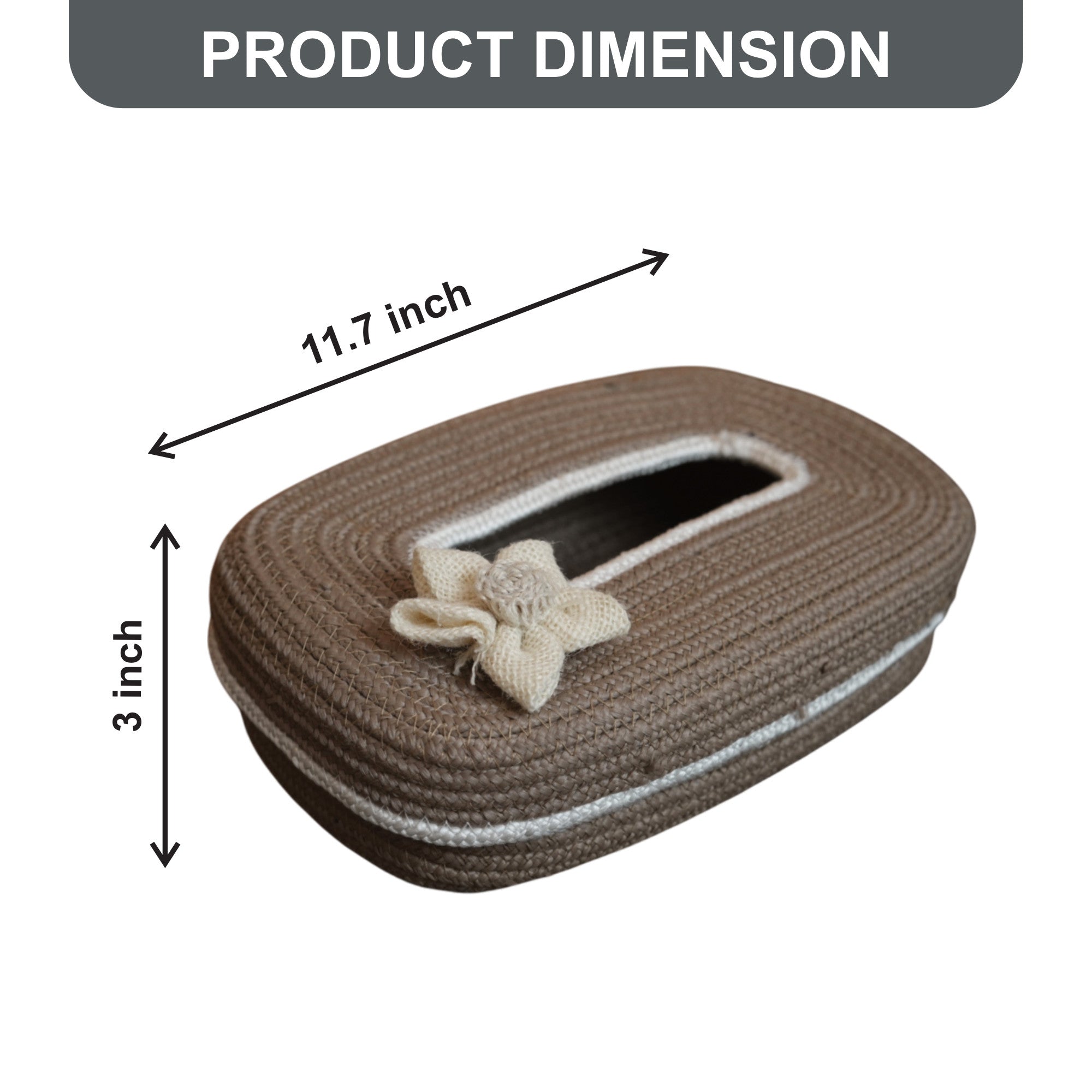 Ariya Tissue Box Cover Beige White Line with Flower Design Elegant Home & Car Use