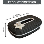 Ariya Dark Grey White Line Tissue Box With White Flower | Elegant Durable Holder