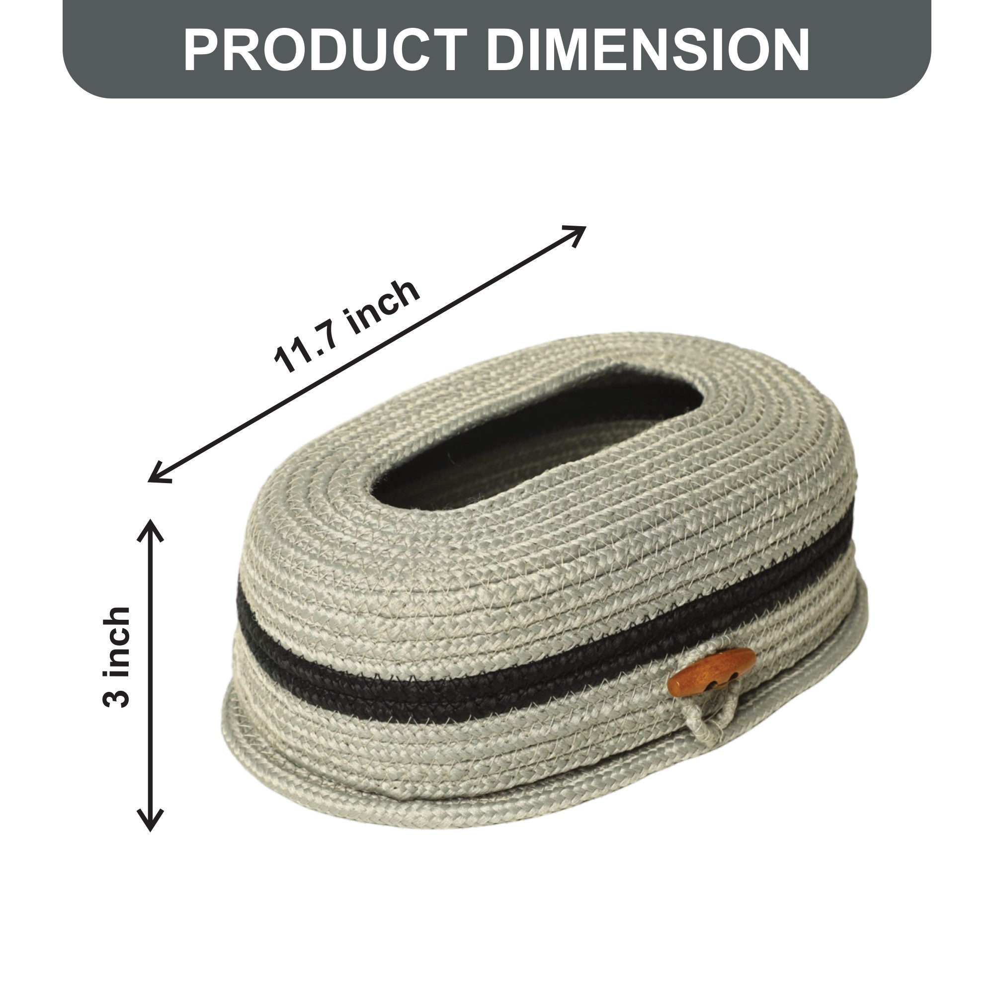 Ariya Light Grey Tissue Box With Wooden Button | Elegant Durable Holder