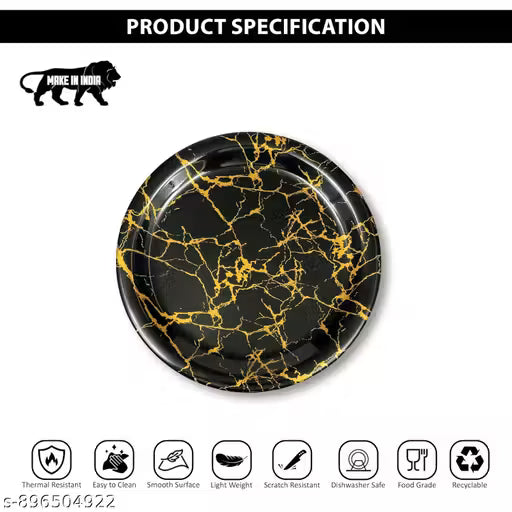 Ariya Melamine Dinner Plates 11 Inch Set of 12 | Golden Thunder