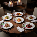 Ariya Melamine 11" Inch Dinner Plate | White Blue Flower Border | Pack of 6