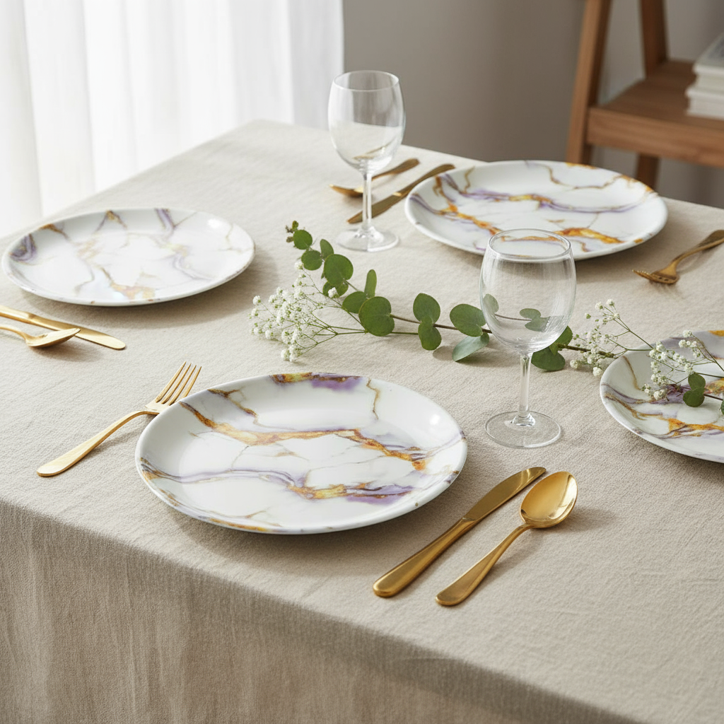 Ariya Melamine 11 Inch Multicolor P15 Serving Plate 4 Pc